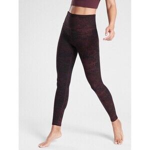 Athleta Elation Glades Athletic Legging L Burgundy Black Performance Workout Gym